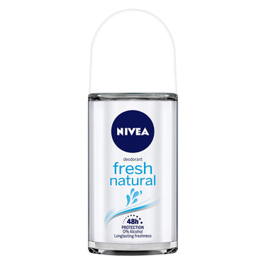 Nivea Deodorant Roll On, Fresh Natural for Women, 50ml And Lip Balm, Fruity Blackberry Shine for Women, 4.8g